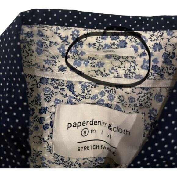 Paperdenim&Cloth Mens Slim Fit Polka Dot Short Sleeve Button-Up Shirt Size S - Picture 10 of 11
